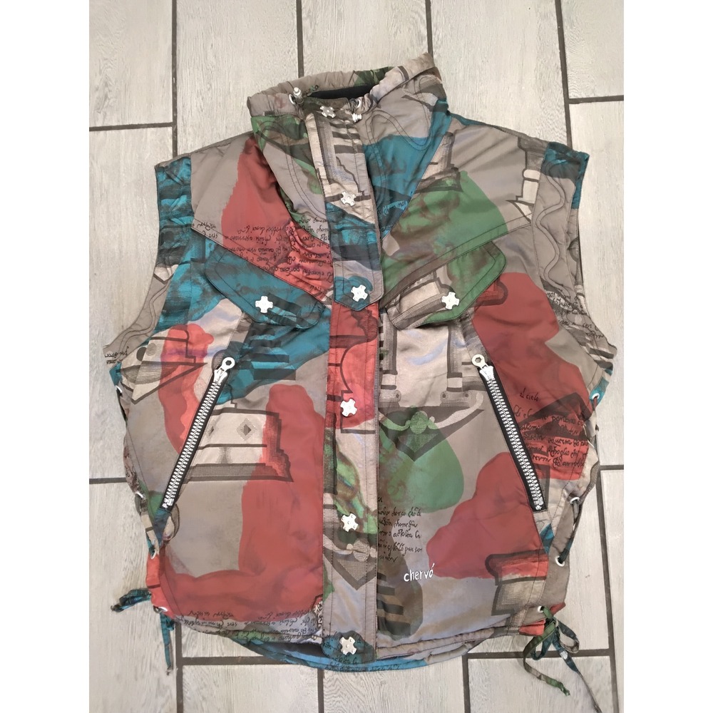 Chervo by Pietro Luigi Vintage Abstract Print Puffer Vest Multicolor Size 46